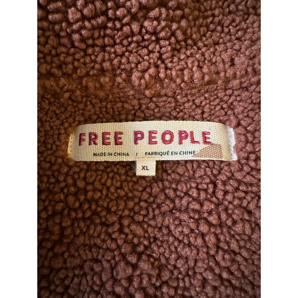 Free People Western Bohemian Retro 70s Faux Sherpa Suede Diogo Coat Size XL - Picture 10 of 13